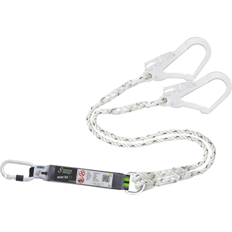 Forked energy absorbing twisted rope lanyard length 1.50 mtr