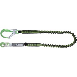 Energy absorbing expandable lanyard 2 mtr with green aluminium connectors 