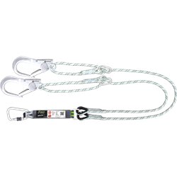 Forked Energy absorbing kernmantle rope lanyard 2 mtr with ring adjuster