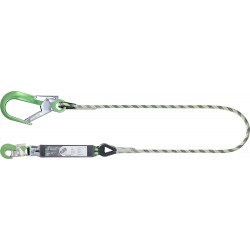 Energy absorbing kernmantle rope lanyard 2 mtr with green aluminium hooks