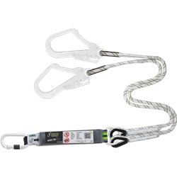 Forked energy absorbing kernmantle rope lanyard 1 mtr with connectors FA 50 101 17 and FA 50 207 55