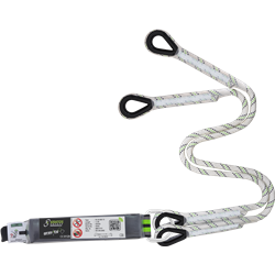Forked energy absorbing kernmantle rope lanyard - without connector