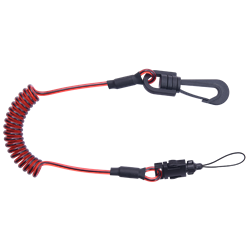 Longe porte-outils spirale avec un connecteur à émerillon et une boucle d'accrochage détachable