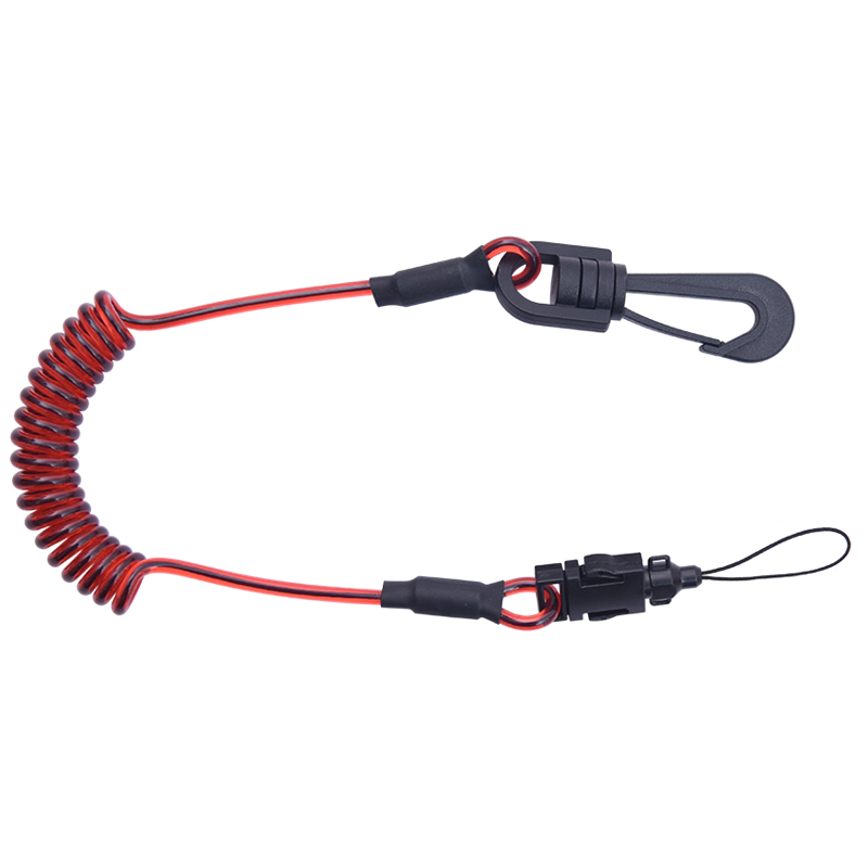 Mini coil tool lanyard with a swivel connector and a detachable attachment loop