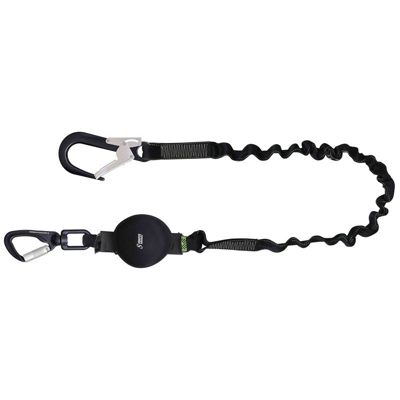 GRAVITY-S - Expandable lanyard with energy absorber and 2 aluminium hooks, length 2 m