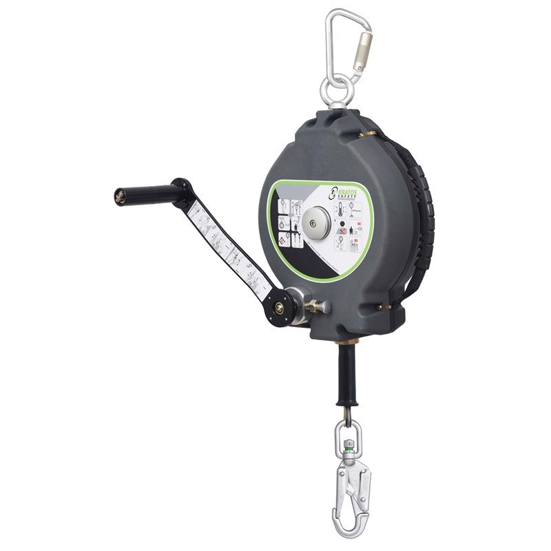KALYPSO cavo inox, anticaduta retrattile da 30 m con verricello di salvataggio integrato KALYPSO cavo inox, anticaduta retrattile da 30 m con verricello di salvataggio integrato