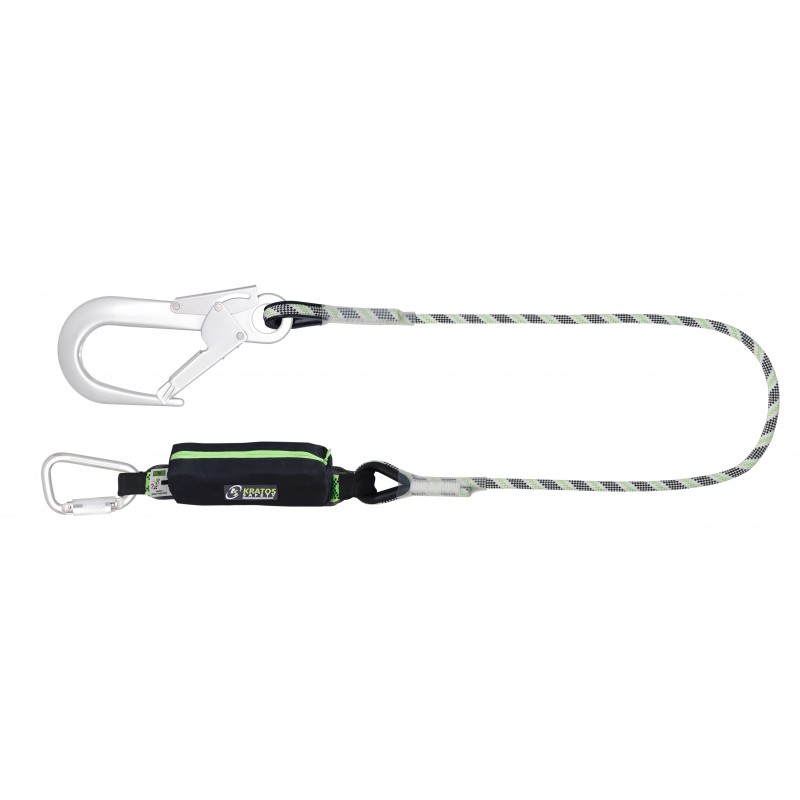 Longe en corde tressée avec absorbeur d’énergie et connecteurs aluminium, lg. 1 m