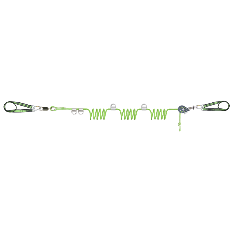 CROSS LINE 2 - Ligne de vie temporaire horizontale 45 m pour 1 à 4 utilisateurs, avec 4 navettes