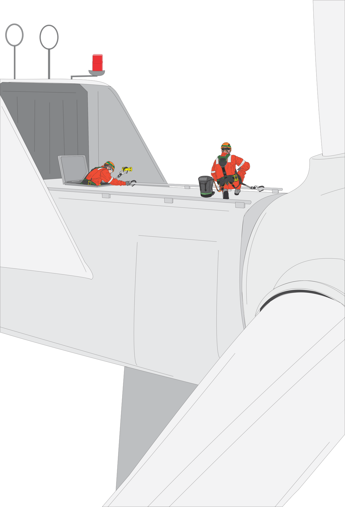 Travail sur nacelle d'éolienne