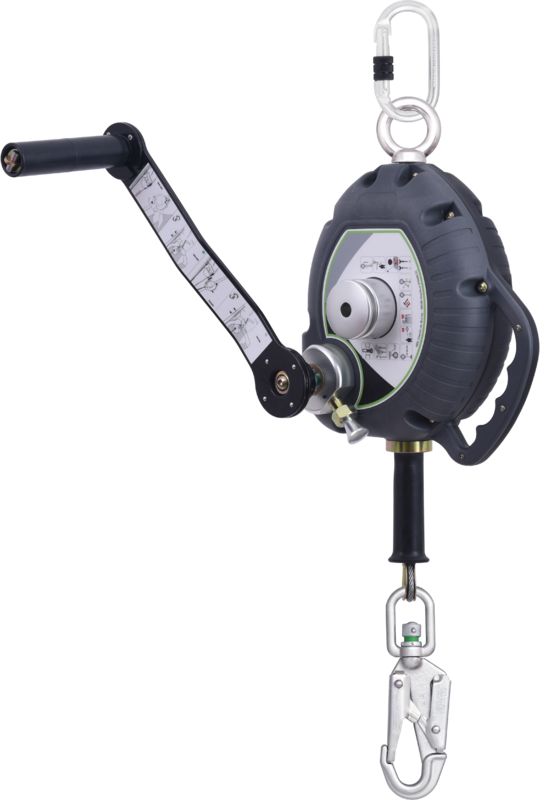 KALYPSO câble Inox, antichute à rappel automatique 10 m avec treuil de sauvetage intégré