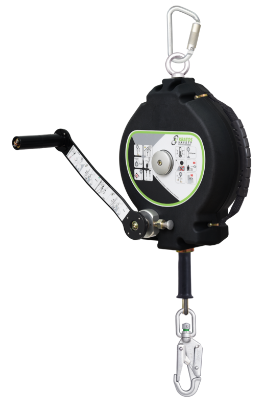 LONY - Antichute à rappel automatique câble synthétique 18 m avec treuil de sauvetage intégré