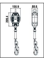 HELIXON câble, antichute à rappel automatique 7 m, pour utilisation verticale seulement