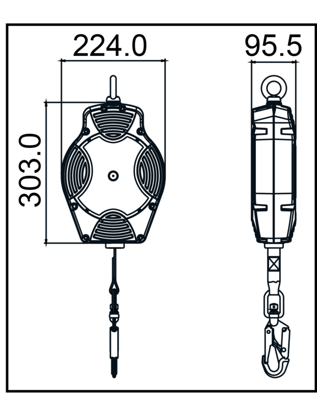 HELIXON-S sangle, antichute à rappel automatique 12 m, pour utilisation verticale et horizontale