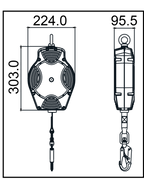 HELIXON-S sangle, antichute à rappel automatique 12 m, pour utilisation verticale et horizontale
