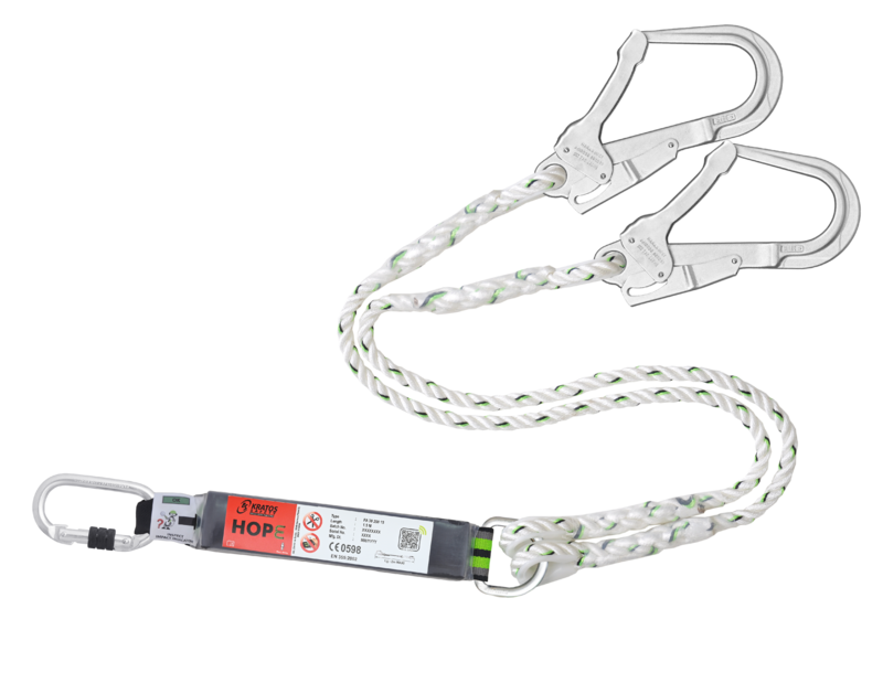 HOPE - Longe toronnée 1,50 m en fourche avec absorbeur d’énergie et mousquetons FA5010117 et FA5020755