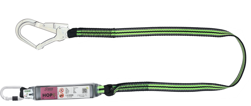 HOPE - Longe en sangle 1,80 m avec absorbeur d’énergie et connecteurs FA5010117 et FA5020755