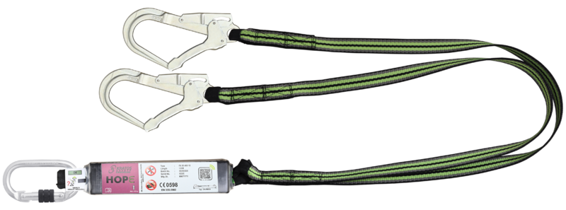 HOPE - Longe fourche en sangle 1,80 m avec absorbeur d’énergie et connecteurs FA 50 101 17 et FA 50 207 55