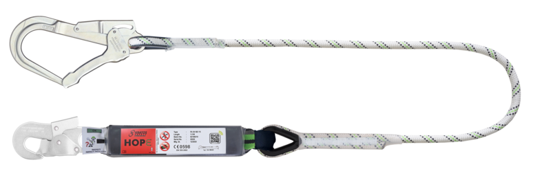 HOPE - Longe en corde tressée 1,50 m avec absorbeur d’énergie et mousquetons FA 50 202 17 et FA 50 207 55
