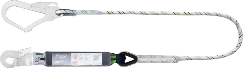 HOPE - Longe en corde tressée 2 m avec absorbeur d’énergie et mousquetons FA 50 202 17 et FA 50 207 55