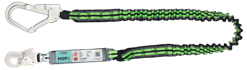 HOPE - Longe en sangle élastique 2 m avec absorbeur d’énergie et mousquetons FA 50 202 17 et FA 50 207 55