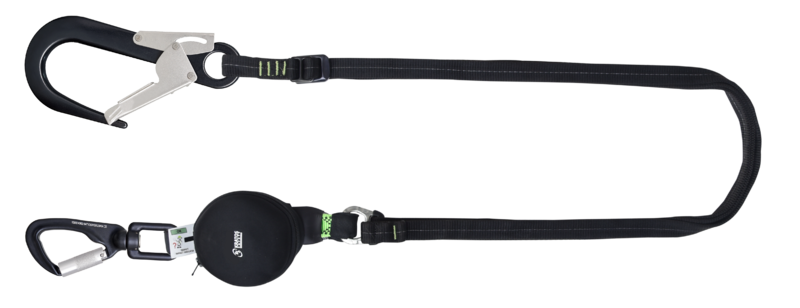 GRAVITY-S, Longe réglable absorbeur d'énergie compact (140 kg, arêtes vives), sangle lg. 2 m, avec connecteurs aluminium