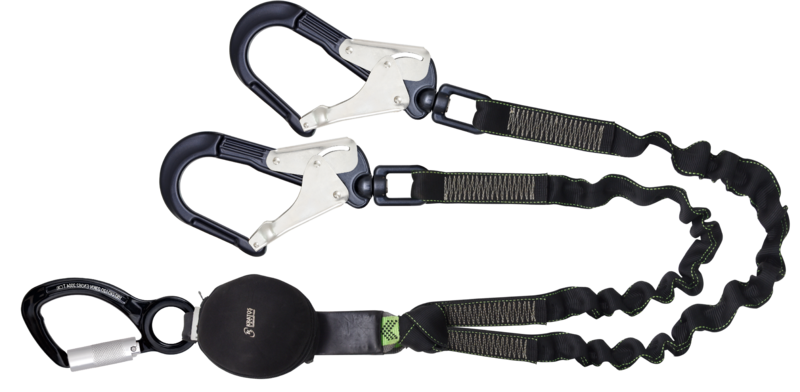 GRAVITY-S - Longe fourche en sangle élastique avec absorbeur d'énergie et connecteurs à émerillons