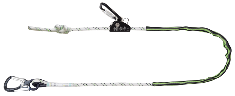 ASTRA, Longe de maintien au travail, corde tressée lg. 2 m, tendeur et connecteurs aluminium