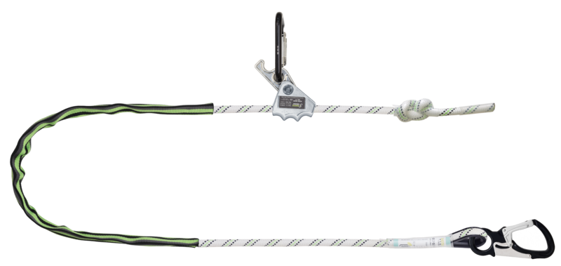TIWA, Longe de maintien au travail, corde tressée lg. 3 m, tendeur et connecteurs aluminium