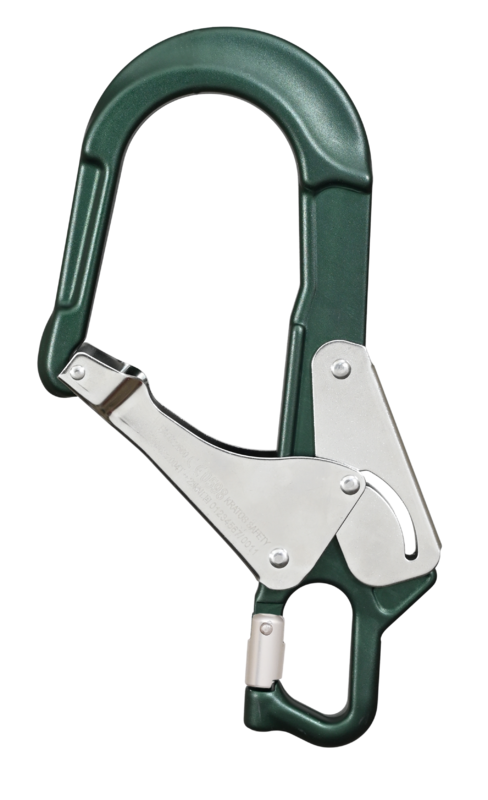 HUKA-1 - Mousqueton d'échafaudage aluminium à verrouillage automatique avec œil de connexion ouvrable