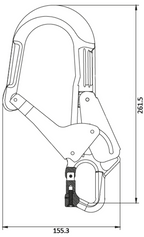 HUKA-1 - Mousqueton d'échafaudage aluminium à verrouillage automatique avec œil de connexion ouvrable
