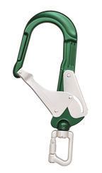 HUKA-2 - Mousqueton d'échafaudage aluminium à verrouillage automatique avec œil de connexion ouvrable et émerillon