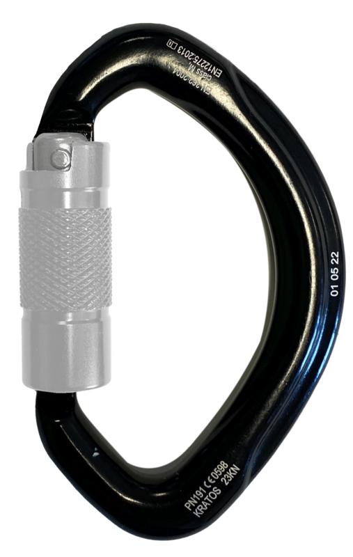 LUNA, Mousqueton demi-rond multidirectionnel 1/4 de tour, ouverture 20 mm - type Keylock