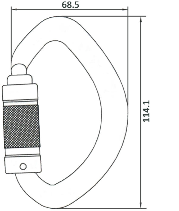 LUNA, Mousqueton demi-rond multidirectionnel 1/4 de tour, ouverture 20 mm - type Keylock