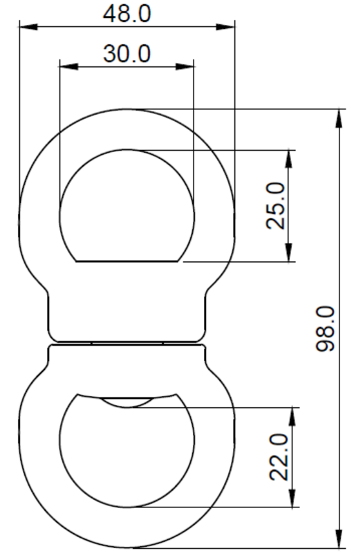 GIROS 1, Émerillon aluminium sur roulement à billes, anneaux diamètre 25 mm