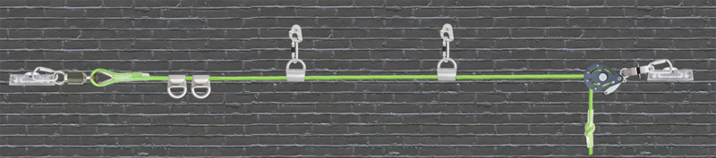 CROSS LINE 2 - Ligne de vie temporaire horizontale 45 m pour 1 à 4 utilisateurs, avec 4 navettes