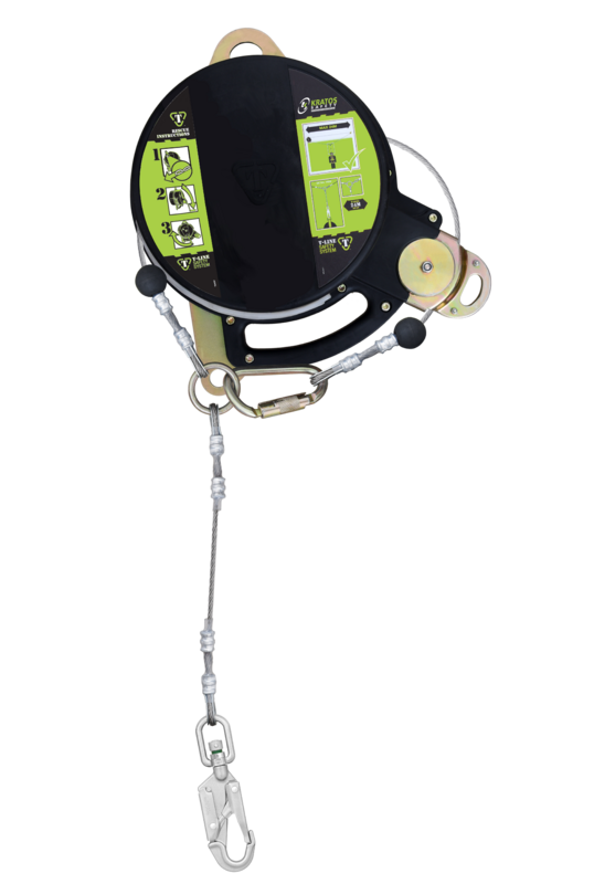 T-LINE, Antichute à rappel automatique à double câble de sécurité en acier, lg. 24 m