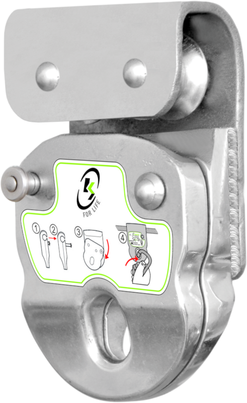 Navette ouvrable sur roulettes pour ligne de vie horizontale câble KS-Line (KS 4000)