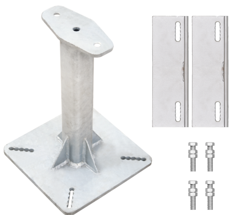 Kit potelet rigide (hauteur 300 mm) en acier galvanisé avec crapauds pour ligne de vie horizontale câble KS 4000