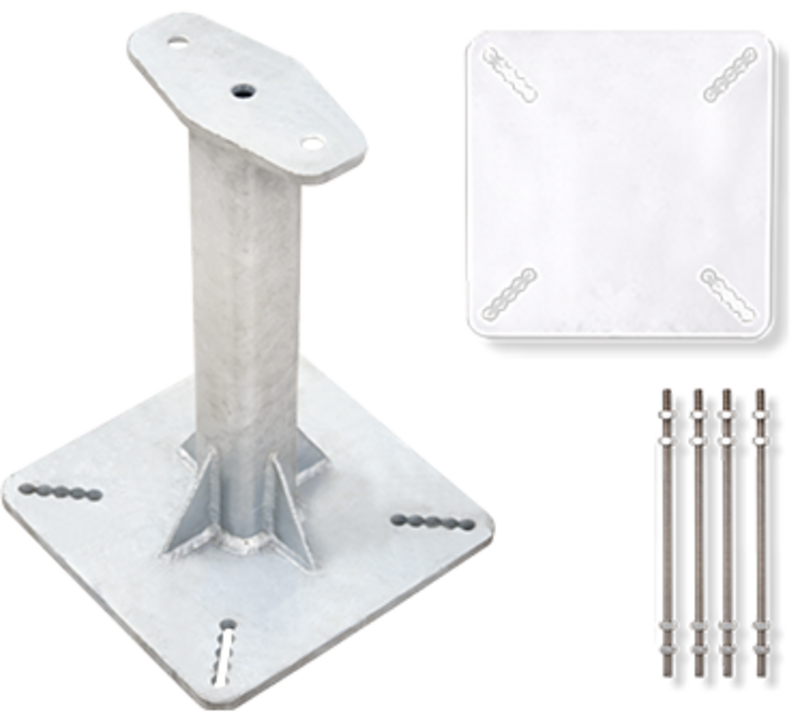 Kit potelet rigide (hauteur 300 mm) en acier galvanisé avec contreplaque pour ligne de vie horizontale câble KS 4000