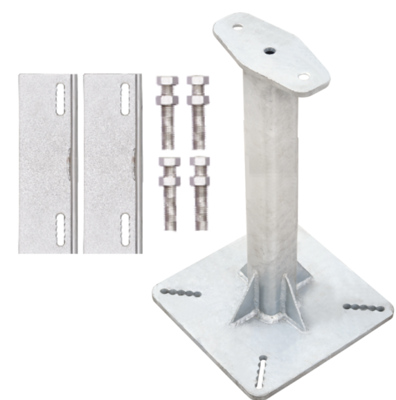 Kit potelet rigide (hauteur 500 mm) en acier galvanisé avec crapauds pour ligne de vie horizontale câble KS 4000