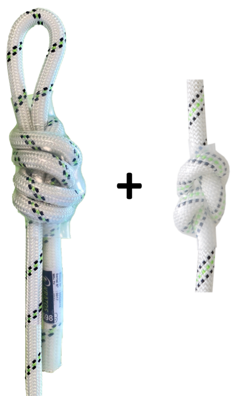 Kit Extrémité pour corde tressée avec longueur spéciale, fournie avec 2 extrémités manufacturées (1 boucle et 1 noeud, chacun sous gaine thermo)