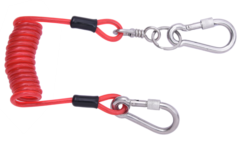Longe porte-outils spirale avec connecteurs intégrés pour connexion d'outils à un point d'attache sur le harnais ou la ceinture